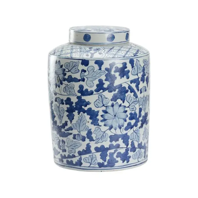 Song Leaf Ginger Jar – Ceramic Blue Glazed Storage Vessel 1