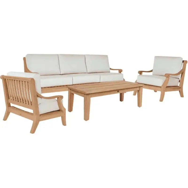 Sonoma 4-Piece Outdoor Deep Seating Set – Teak Frame & Sunbrella® Upholstery 1