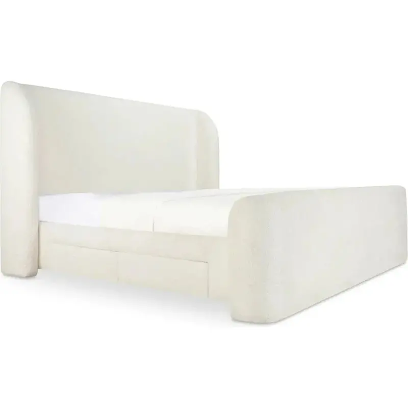 Sophia White Wooden Bed – Sleek Platform Design 1