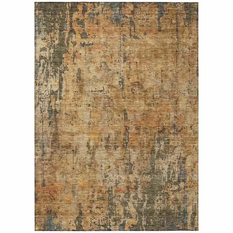 Spindlea Orange Low-Pile Washable Outdoor Rug 2