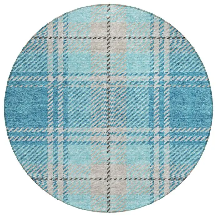 Spiral Whispers Teal Abstract Indoor-Outdoor Rug With Matching Throw 1