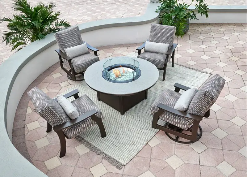 St. Catherine Outdoor Seating Set With Cushioned Chairs And Fire Table 1