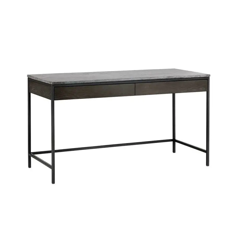 Stamos Industrial-Style Desk With Black Iron Frame & Marble Top 1