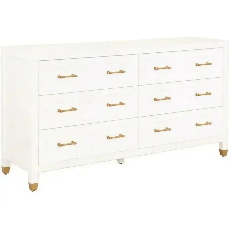 Stella White 6-Drawer Double Dresser – Scandinavian Storage Solution 1