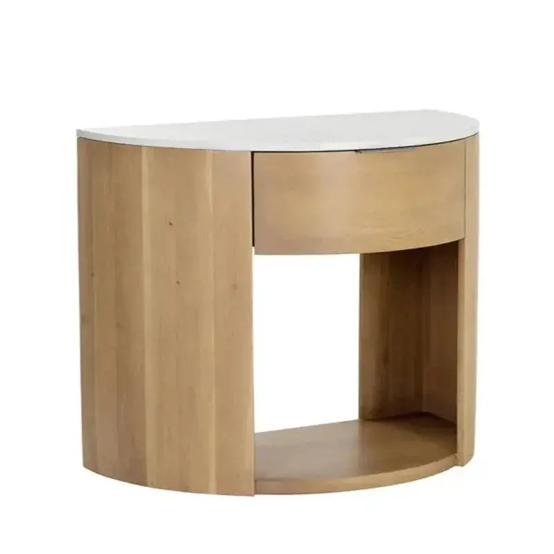 Stella Wooden Nightstand With Marble Top 1