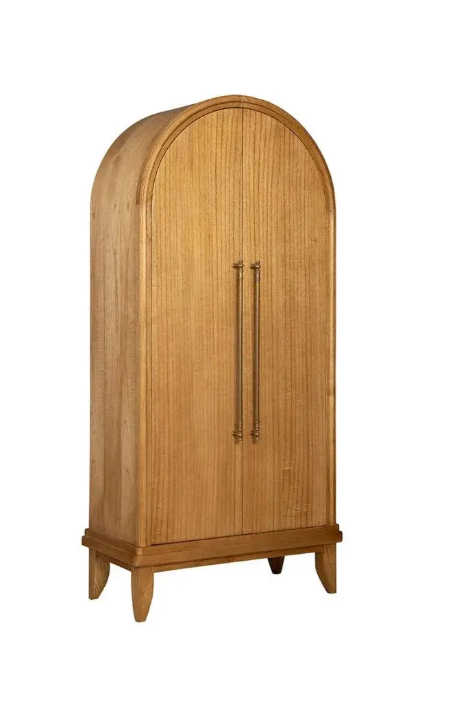 Stevie Arched Wooden Bar Cabinet With Glass Doors 1