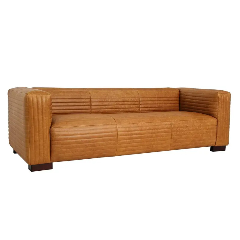 Strata Brown Leather Sofa – Rich-Tone Modern Three-Seater 1