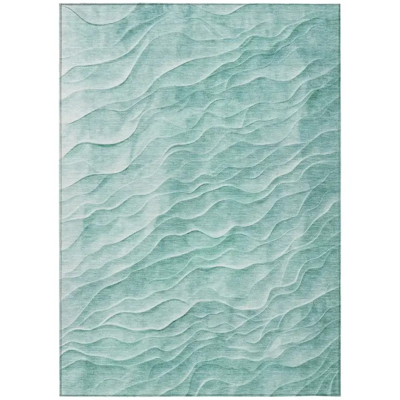 Stratora Turquoise Teal Washable Indoor/Outdoor Area Rug 2