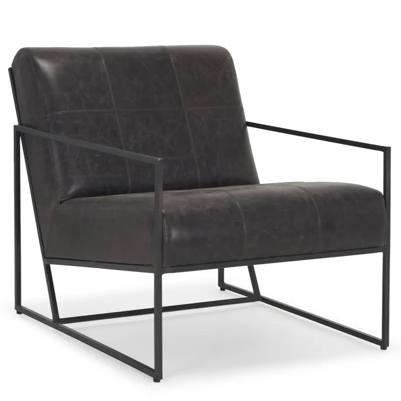 Stratton Premium Genuine Leather Accent Chair – Mid-Century Inspired 1
