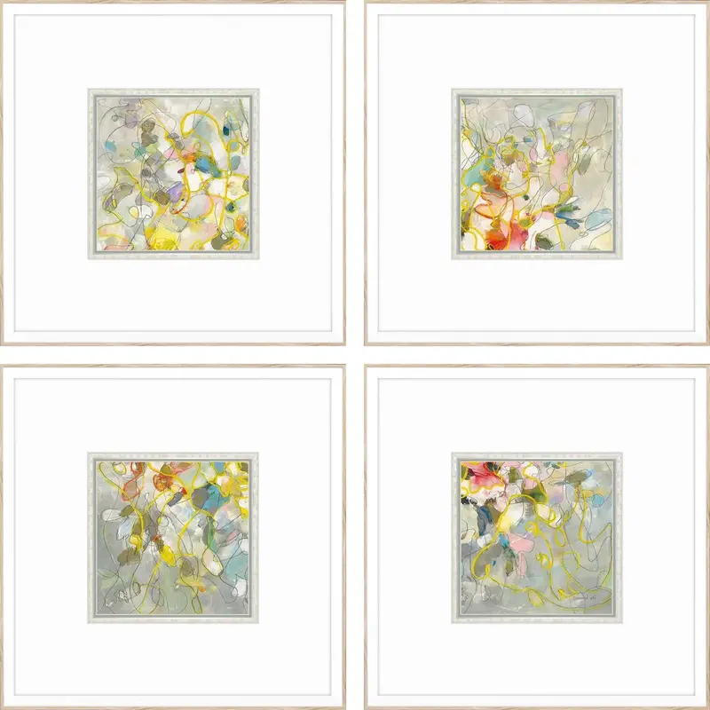 Strings Of Lights Warm Ambient Wooden Frame Wall Art (4-Piece) 1
