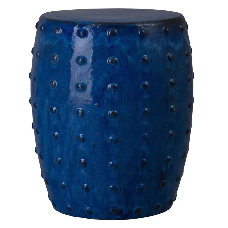 Studded Ceramic Garden Stool With Textured Surface 1