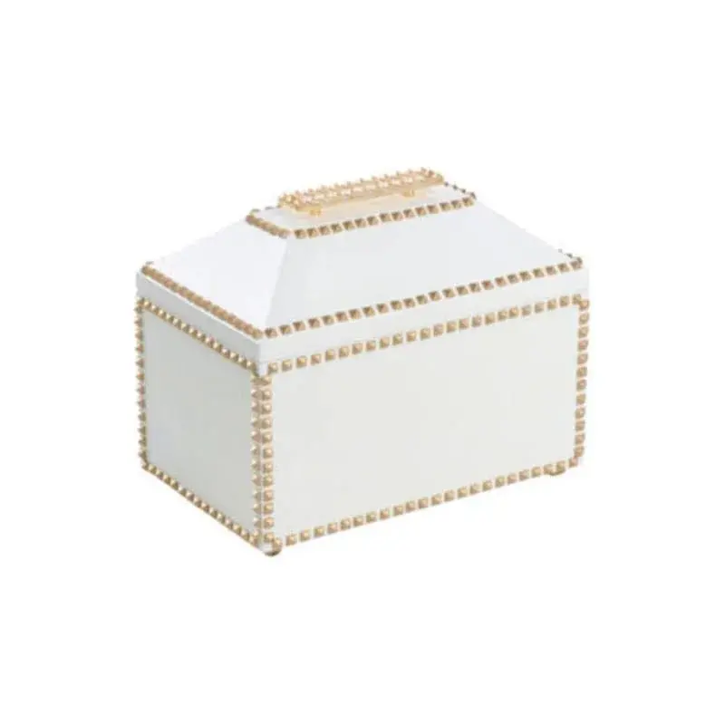 Studded Faux Leather White Jewelry Box 1