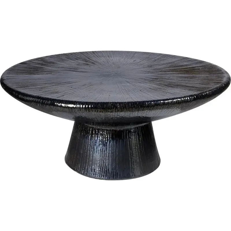 Sunburst Black Ceramic Coffee Table – Weather-Resistant Outdoor Design 1