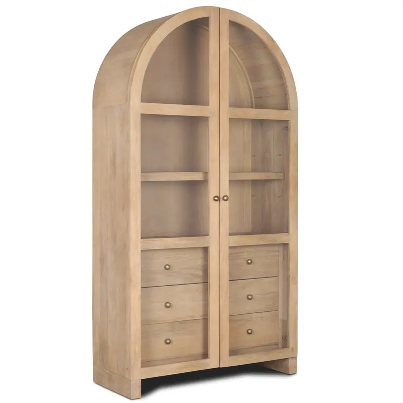 Suri Arched Bookcase With Tempered Glass Doors 1