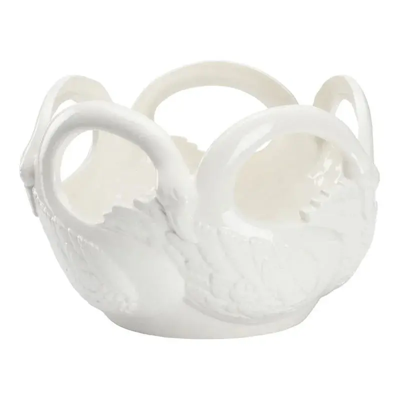 Swan-Shaped Glossy Ceramic Fruit Bowl 1