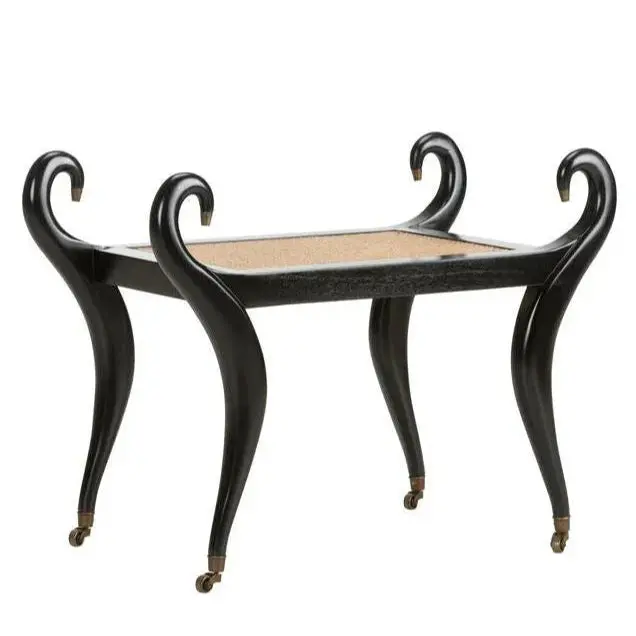 Swan Vanity Bench In Matte Black – Compact Bedroom Seating 1