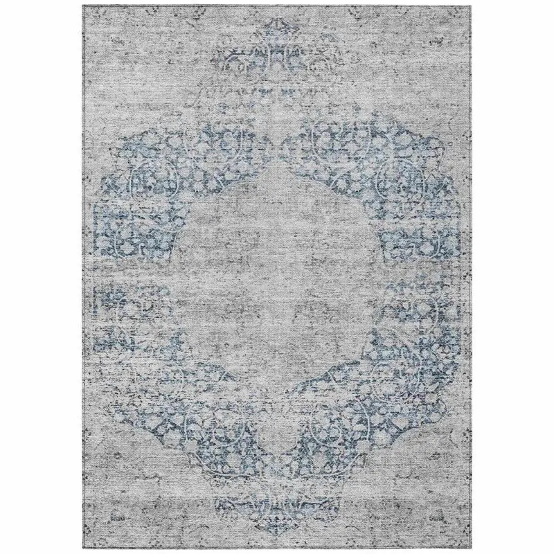 Sylvia Blue Indoor-Outdoor Area Rug – Low-Maintenance Washable Mat 2