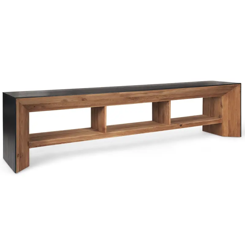 Tabor Natural Wood Media Console With Waterfall Edge 1