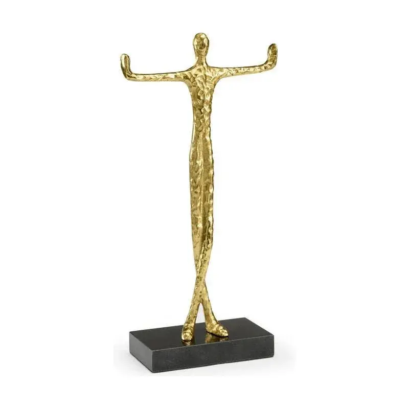 Tai Chi Figure Sculpture In Gold Finish On Marble Base 1