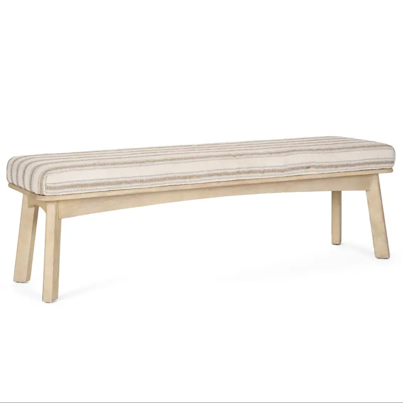 Taimo Whitewashed Fabric Bedroom Bench With Clean Lines 1