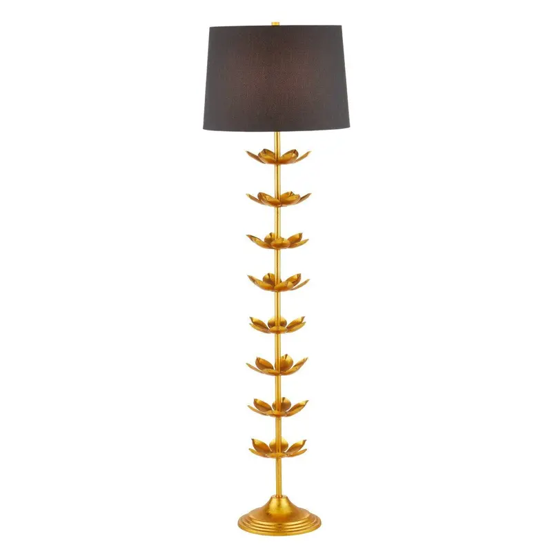 Tall Gold Leaf Floor Lamp Featuring Awakening Silhouette 1