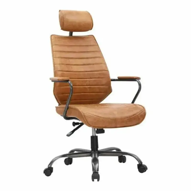 Tan-And-Orange Swivel Office Chair – Industrial Style 1