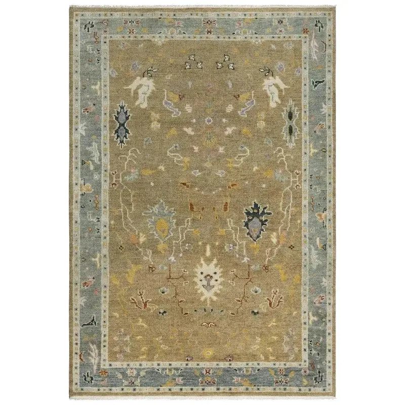 Tan Floral Oversized Rug For Living Room 1