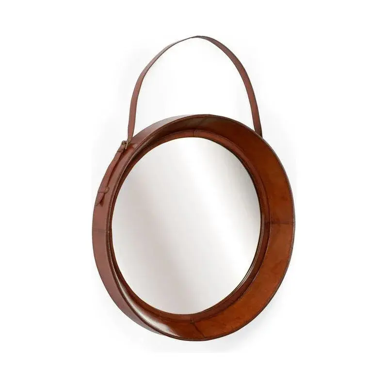 Taner Wall Mirror Wrapped In Genuine Leather 1