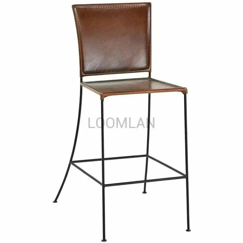Tanira Leather Bar Chairs (Set Of 2) In Warm Brown Tone 1