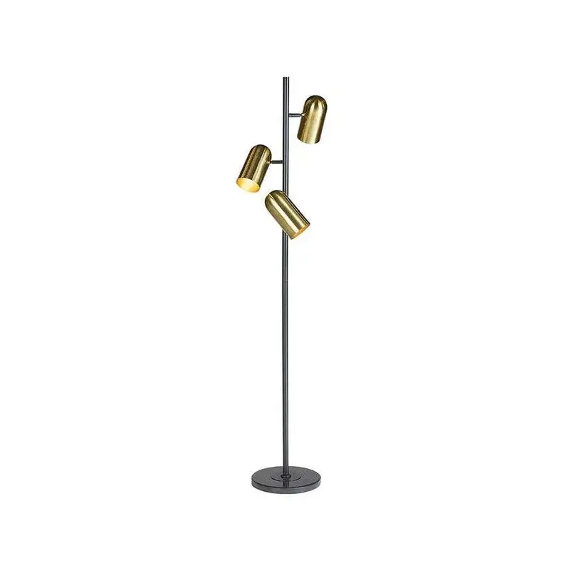 Tarlo Floor Lamp Featuring Black Marble Base & Polished Brass Accents 1