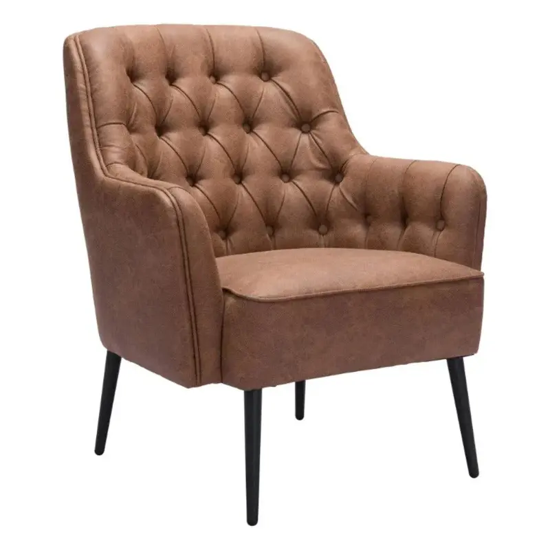Tasmania Vintage-Inspired Accent Chair – Rich Brown Leatherette 1
