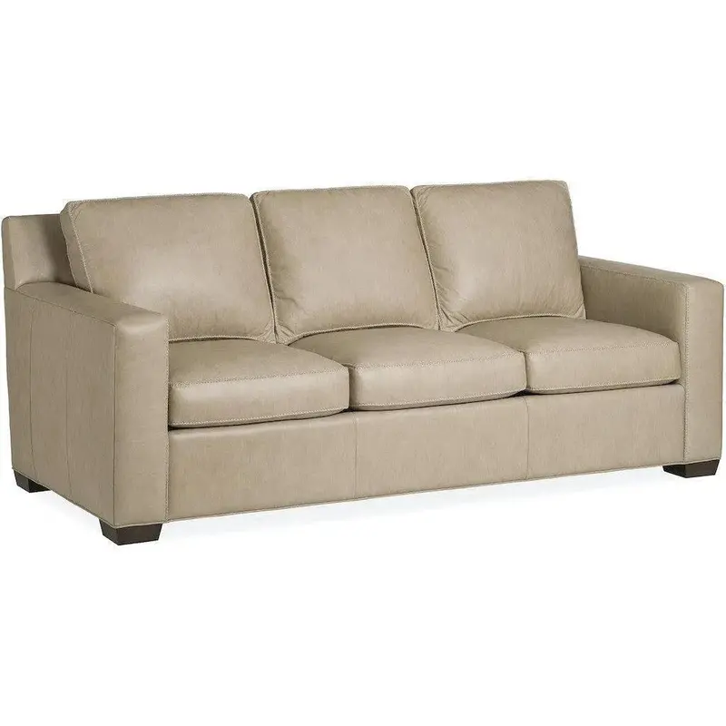 Taupe Full-Grain Leather Sofa – Made In The Usa 1