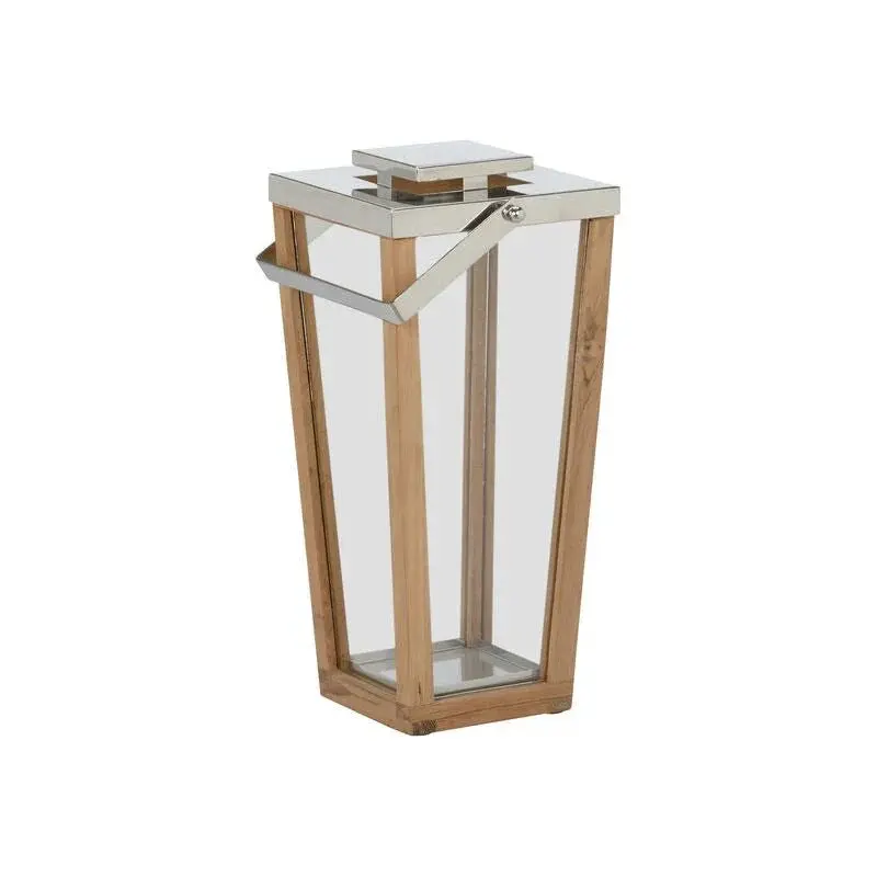 Teak And Glass Hurricane Lamp With Lanai-Inspired Sculptural Base 1