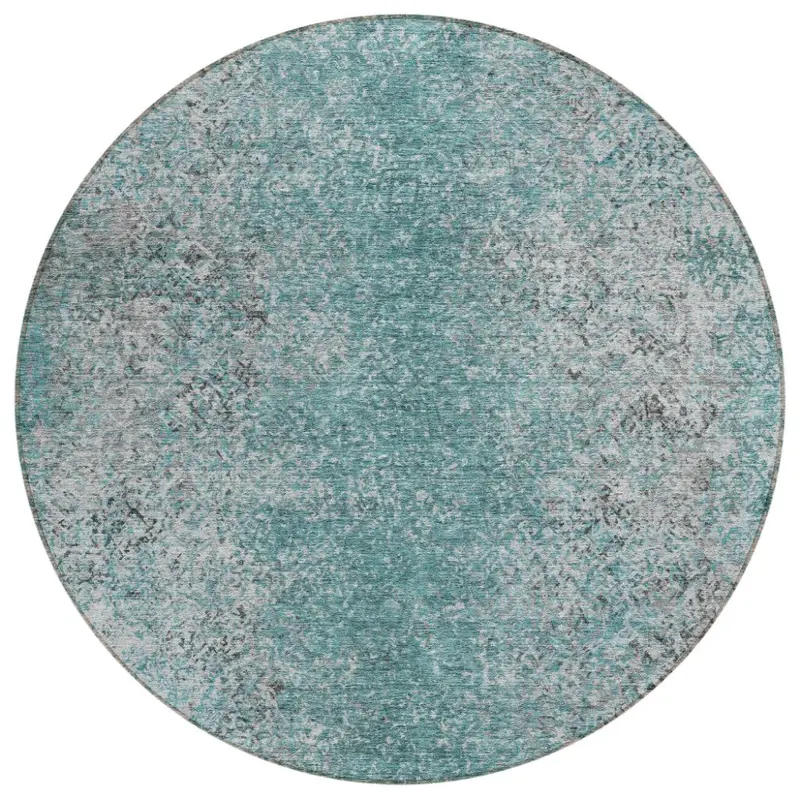 Teal Vintage-Inspired Indoor-Outdoor Area Rug 1