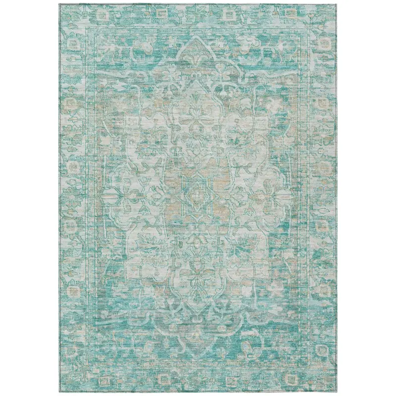 Teal Washable Indoor/Outdoor Area Rug By Haelas 1