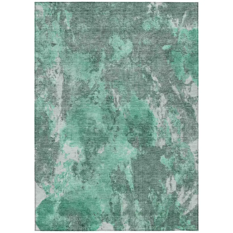 Teal Washable Indoor-Outdoor Area Rug By Jaelion 1