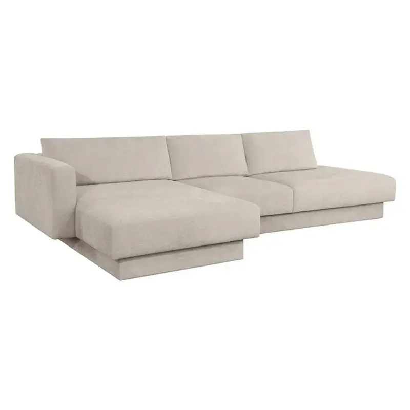 Tecoma Fabric Chaise Sofa With Extended Lounging Section 1