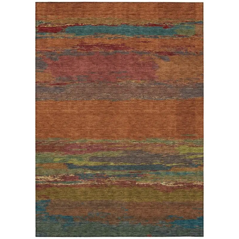 Temira Orange Washable Area Rug – Vibrant Indoor-Outdoor Floor Cover 2