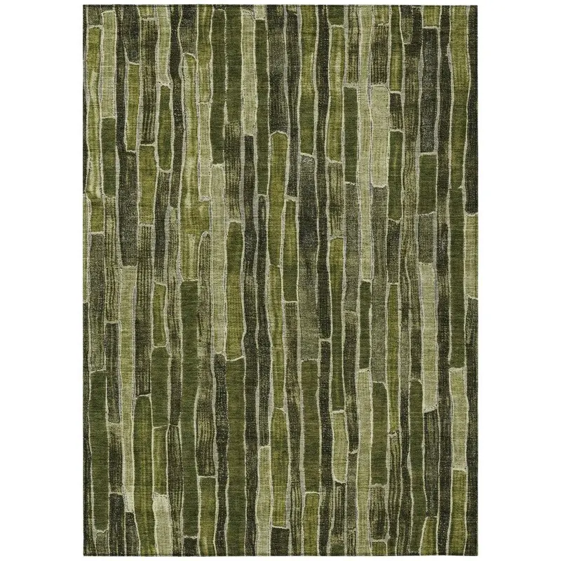 Terrona Green Weatherproof Rug – Machine-Washable Outdoor-Indoor Floor Cover 2