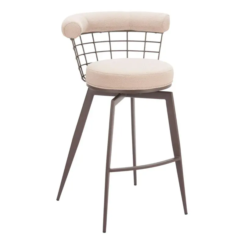 Textured Fabric Swivel Barstool – 30-Inch Tall Spinning Pub Seat 1