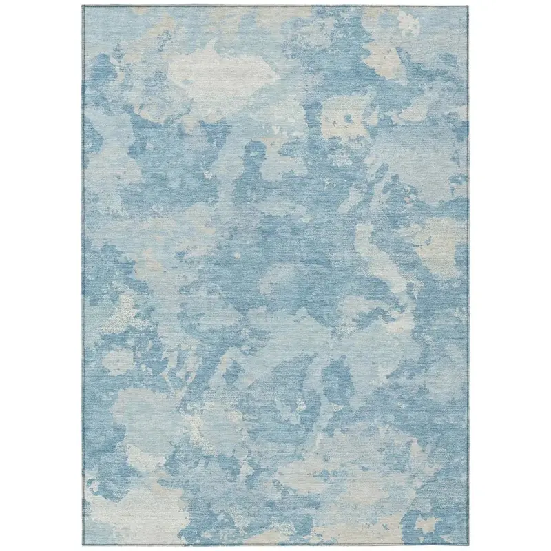 Tharne Blue Coastal-Style Indoor-Outdoor Washable Rug 2