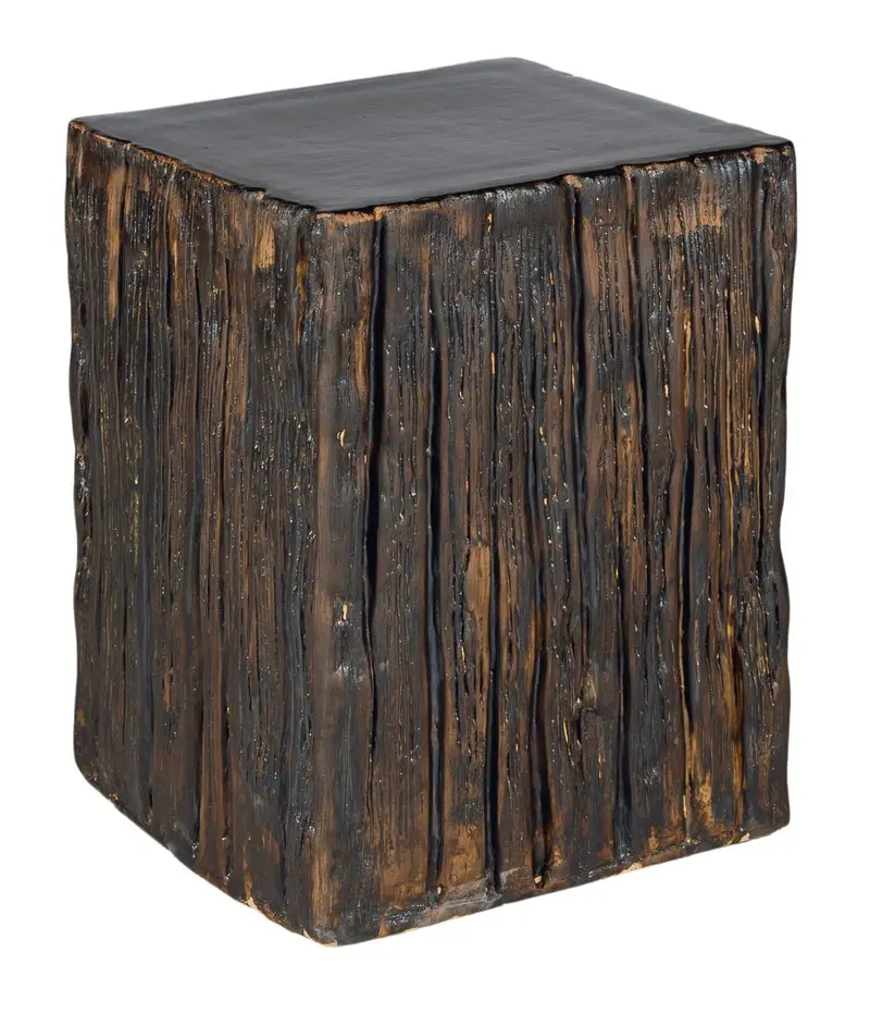 The Stump Ceramic Patio Stool With Matte Wood-Glaze Finish 1