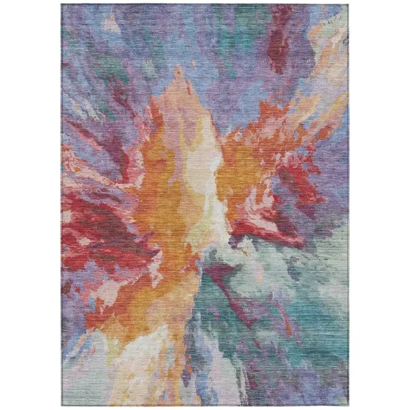 Theodara Vibrant Orange Washable Indoor/Outdoor Area Rug 2