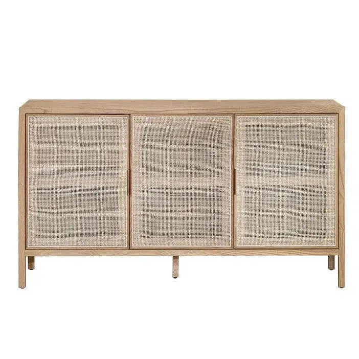 Three-Door Natural Rattan Sideboard With Storage 1