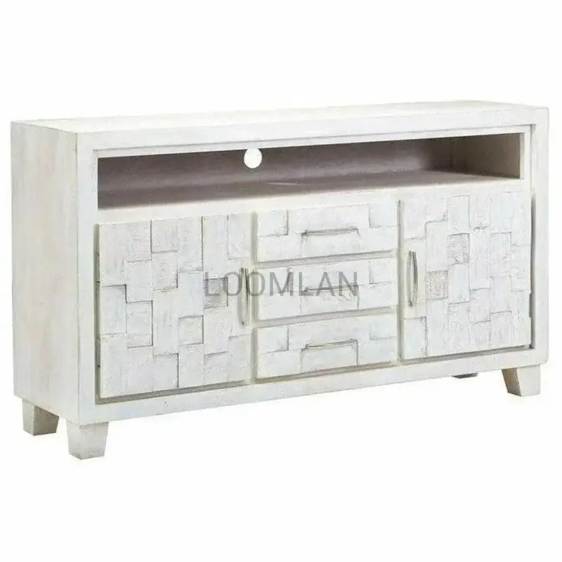 Three-Drawer White Media Console By Dralena 1