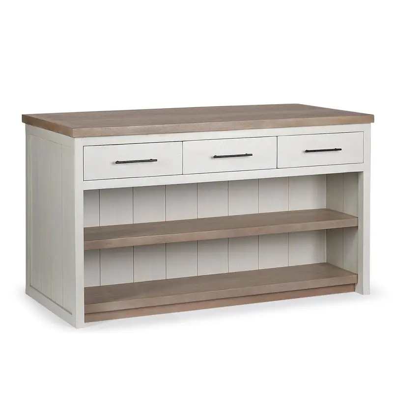 Three-Drawer Wooden Counter Table With Rustic Charm 1