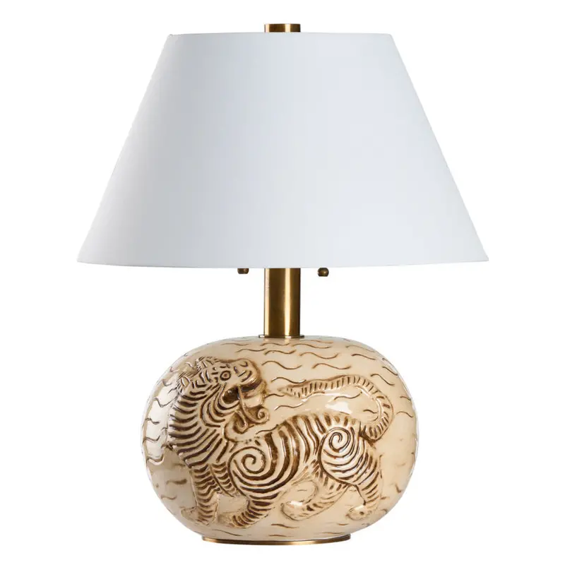 Tibetan Tiger Relief Ceramic Table Lamp 1