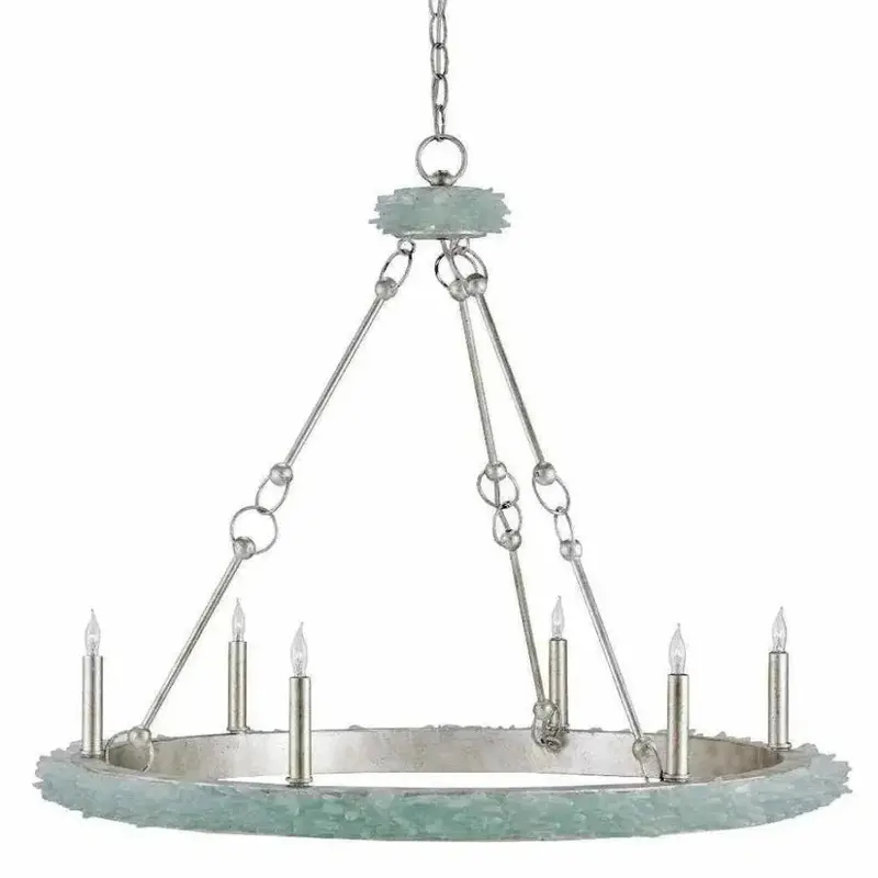 Tidewater Chandelier Featuring Seaglass And Silver Granello Details 1