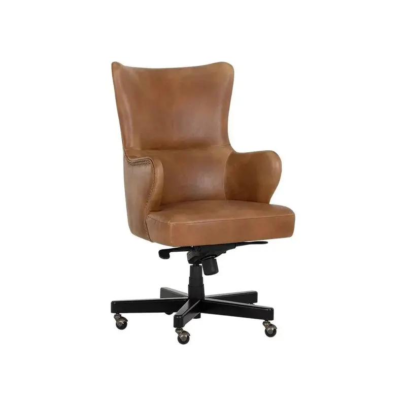 Tobacco Tan Faux Leather Ergonomic Office Chair 1