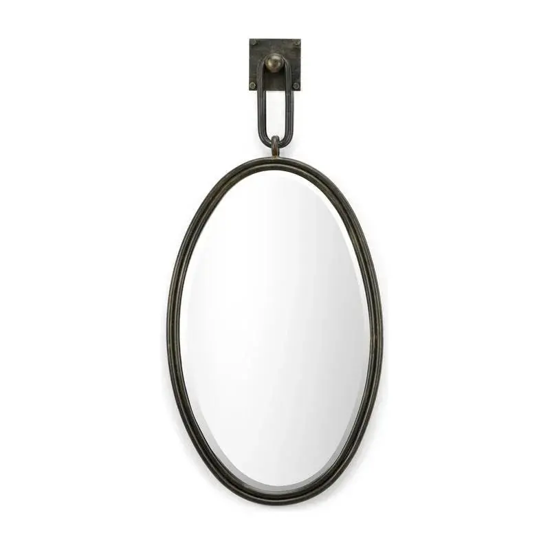Tobago Iron Oval Wall Mirror With Rustic Distressed Finish 1